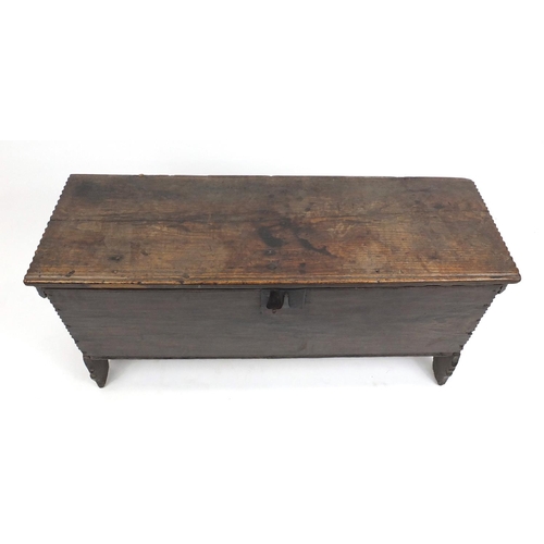 2037 - Antique oak plank chest, 54cm H x 112 W x 39cm D