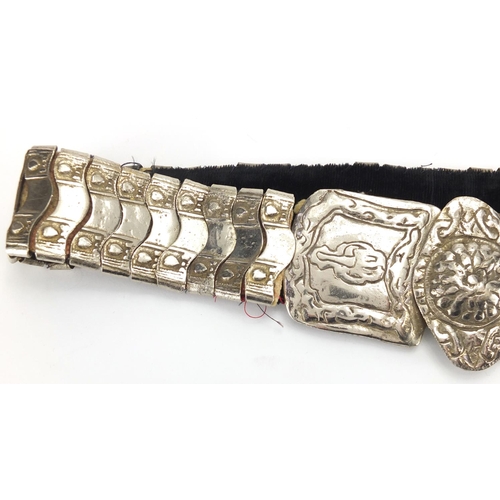 471 - Islamic silver coloured metal wedding belt, 86cm in length