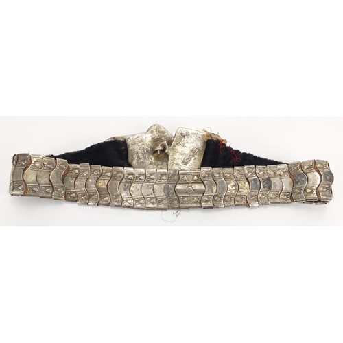 471 - Islamic silver coloured metal wedding belt, 86cm in length