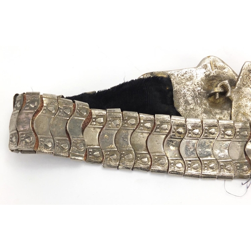 471 - Islamic silver coloured metal wedding belt, 86cm in length