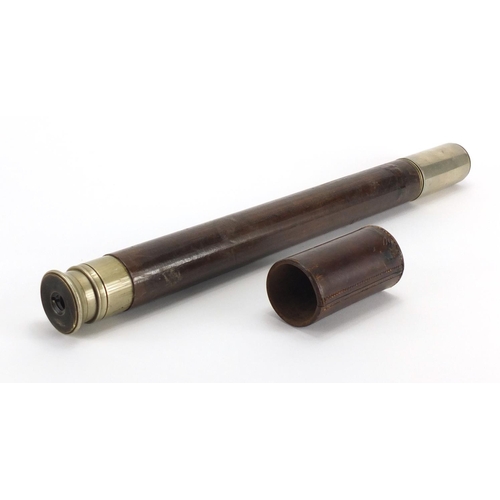 91 - Military interest one drawer leather bound telescope by T Cooke & Sons of London, numbered 1128, 46c... 