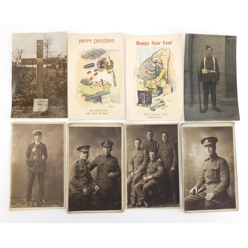 279 - World War I Military black and white photographs and related ephemera including photographs of Squad... 