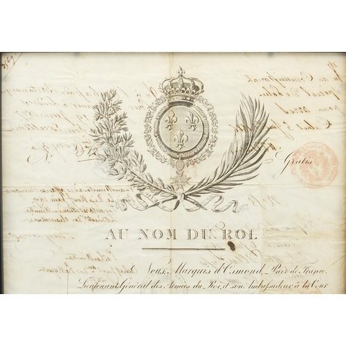 190 - Early 19th century French passport for an English man, Mr Henry Allen Johnson, dated 29th June 1816,... 