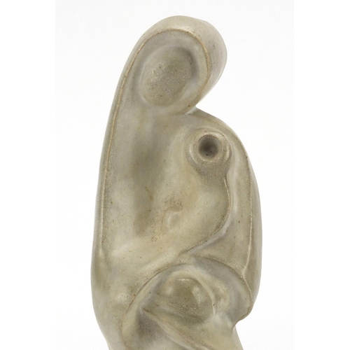 597 - Modernist studio pottery sculpture of a mother and child, 27cm high