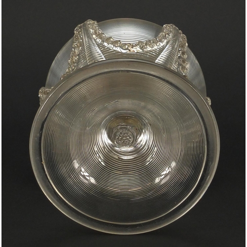 544 - Italian frilled clear glass lamp base, 29cm high