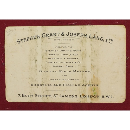 160 - Early 20th century leather cartridge box by Stephen Grant & Sons of St James London, with brass moun... 