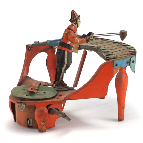 324 - Early 20th century tin plate Zilotone musical wind up toy, manufactured by Wolverine Supply and Manu... 