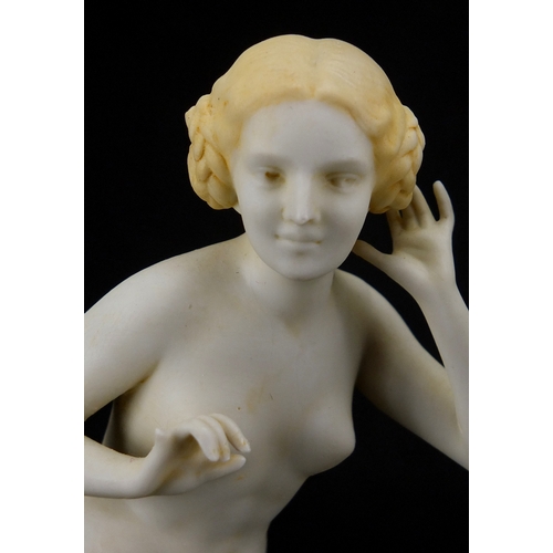 586 - Pair of Art Deco porcelain figurines, both of nude females, 
numbered to the bases, each 20.5cm high