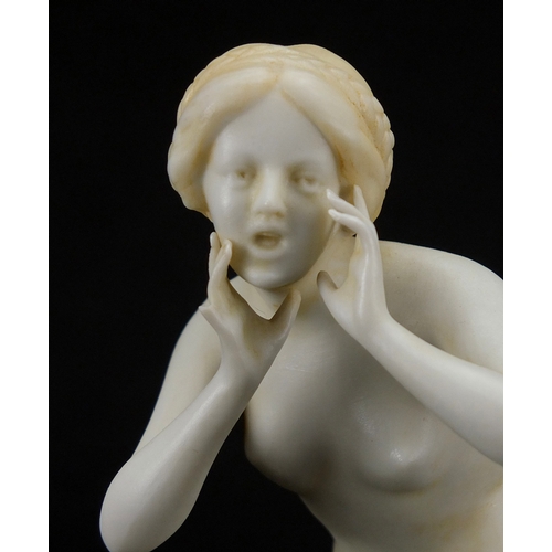 586 - Pair of Art Deco porcelain figurines, both of nude females, 
numbered to the bases, each 20.5cm high