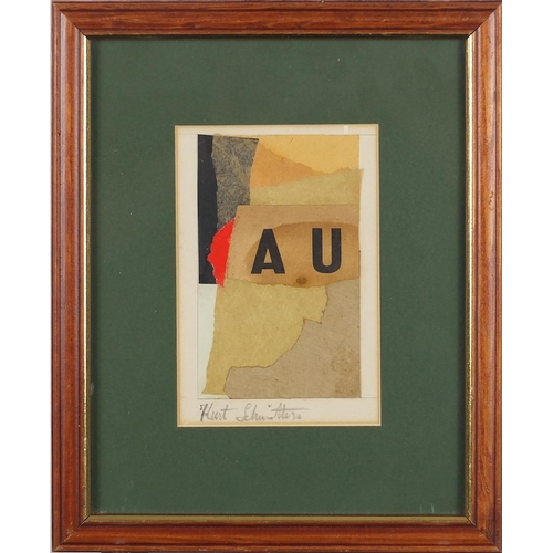 987 - Abstract composition, German school mixed media and collage, bearing a signature Kurt Schwitters, mo... 