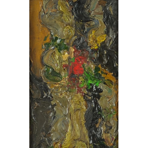 1020 - Abstract composition, impasto oil on board, bearing an inscription No 57 F Ab? verso, mounted and fr... 