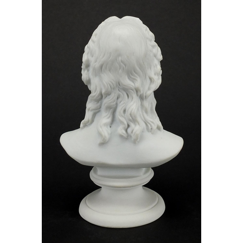 533 - Meissen Parian bust of a gentleman, blue cross sword marks to the base, 12.5cm high