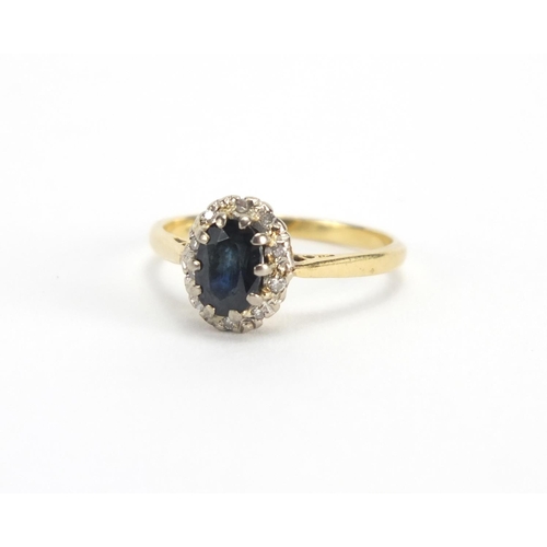 747 - 18ct gold Sapphire and Diamond ring, size N, approximate weight 2.7g