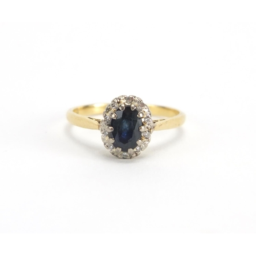 747 - 18ct gold Sapphire and Diamond ring, size N, approximate weight 2.7g