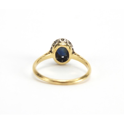 747 - 18ct gold Sapphire and Diamond ring, size N, approximate weight 2.7g