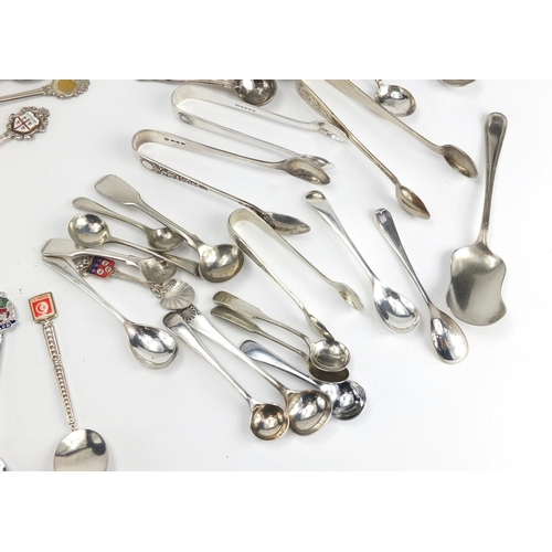 533 - Mostly silver plated flatware including souvenir spoons