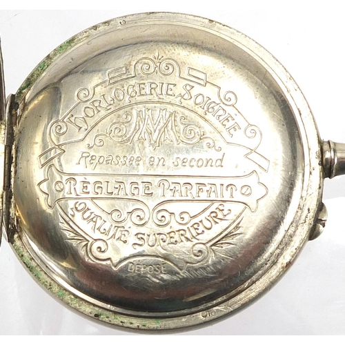 344 - Gentleman's open face pocket watch with enamel dial, 5cm in diameter