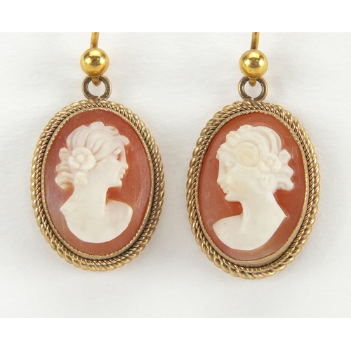 770 - Antique and later earrings and brooches including Victorian silver brooches, 9ct gold cameo earrings... 