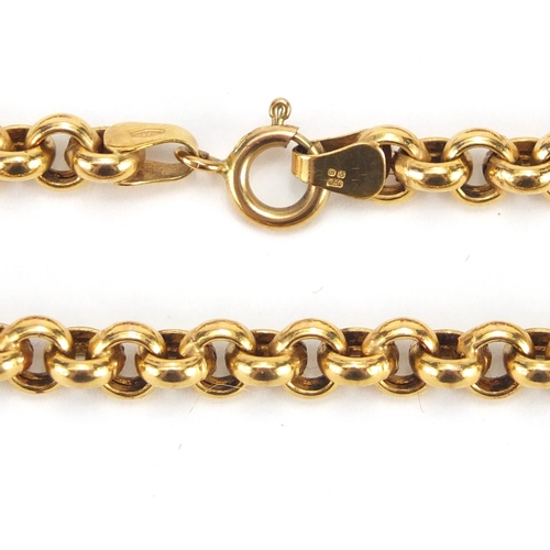 722 - 9ct gold Belcher link necklace, 60cm in length, approximate weight 20.4g