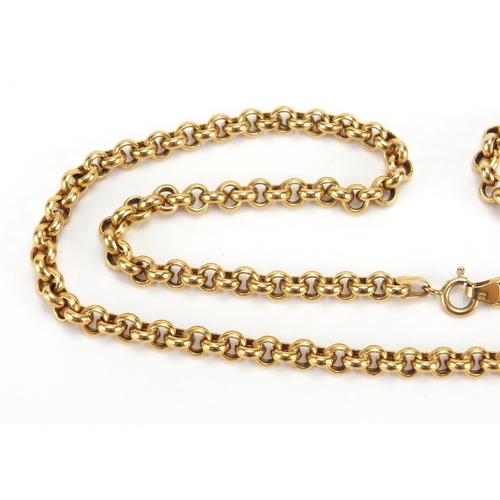 722 - 9ct gold Belcher link necklace, 60cm in length, approximate weight 20.4g