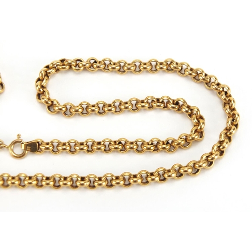 722 - 9ct gold Belcher link necklace, 60cm in length, approximate weight 20.4g