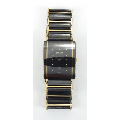 814 - Gentleman's black glass Rado Diastar wristwatch