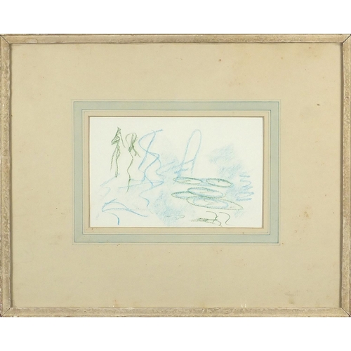 874 - Abstract composition, chalk sketch on paper, bearing a Louis Katz Art Gallery label and ex William S... 