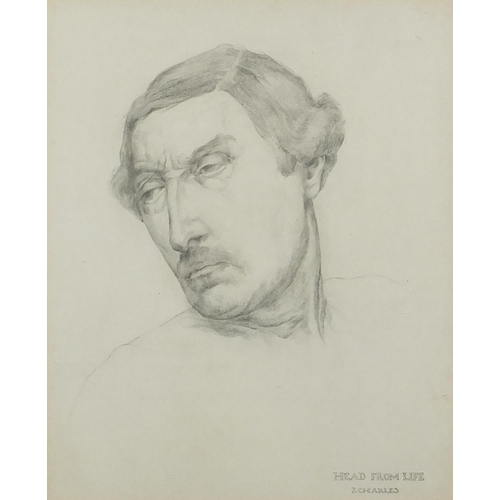 1026 - James Charles - Head from Life, head and shoulders portrait, possibly of Paul Gauguin, pencil on pap... 