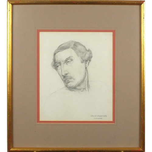 1026 - James Charles - Head from Life, head and shoulders portrait, possibly of Paul Gauguin, pencil on pap... 