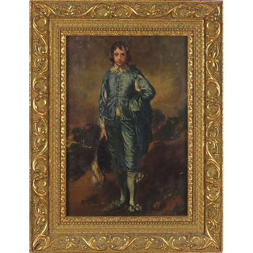 1085 - After Thomas Gainsborough - The Boy Blue, oil on canvas, framed, 24.5cm x 16.5cm