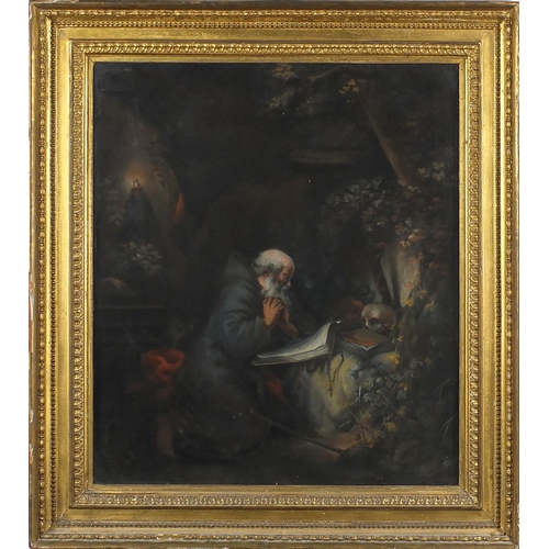 875 - Saint Jerome in a cave, 19th century pastel on paper, framed, 56cm x 48cm