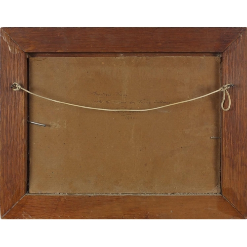 1006 - After Terrick John Williams - Montague France, oil on board, inscribed verso, framed, 29.5cm x 21cm