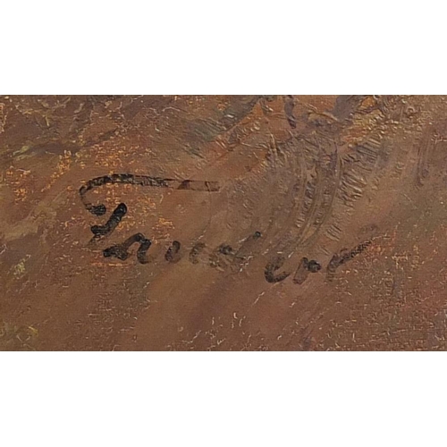 1176 - Ch P Fanderl - The Stony Path, oil on canvas, Stacey Marks label and valuation verso, mounted and fr... 