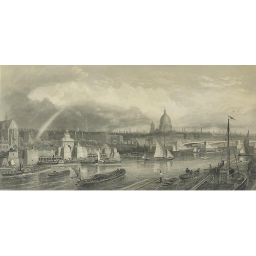 1219 - Thames embankment, black and white etching, engraved by T A Prior, published by Brook & Roberts 1865... 