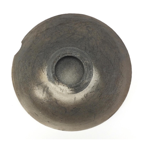 587 - David Howard Jones Raku bowl with flared rim, incised initials around the foot rim, 25.5cm in diamet... 