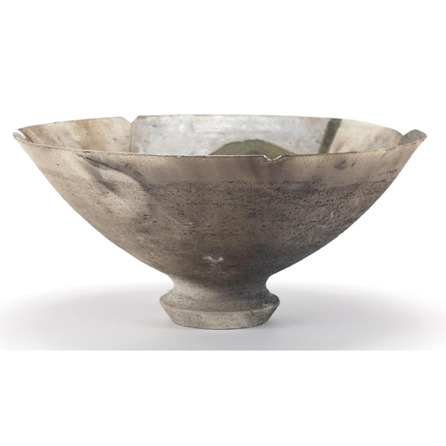 588 - David Howard Jones Raku bowl with flared rim, incised initials around the foot rim, 20cm in diameter