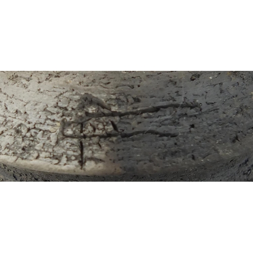 588 - David Howard Jones Raku bowl with flared rim, incised initials around the foot rim, 20cm in diameter