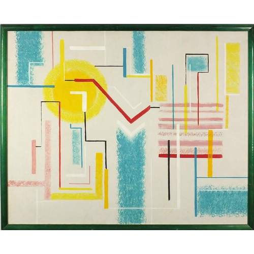 924 - After Piet Mondrian - Abstract composition, oil on canvas, inscribed verso, framed, 75cm x 61cm