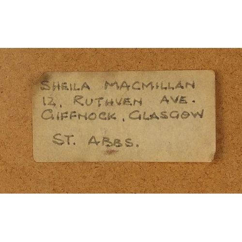 929 - Sheila Macmillan '76 - Stabbs, pastel on paper, inscribed label verso, mounted and framed, 24.5cm x ... 