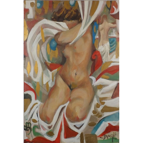 999 - Richard Brown - Nude artists model, oil on canvas, unframed, 93cm x 73cm