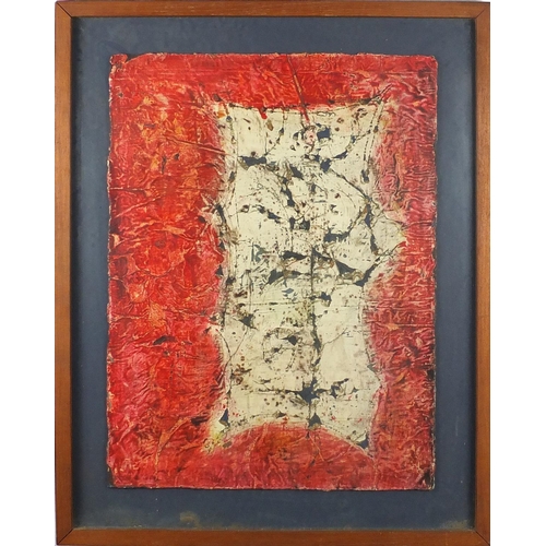 995 - Abstract composition, mixed media on heavy card, mounted and framed, 77cm x 60cm