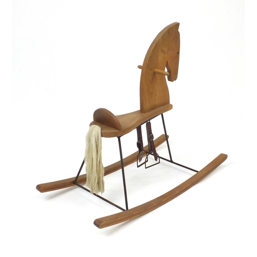 166 - Vintage wooden rocking horse, 80cm high