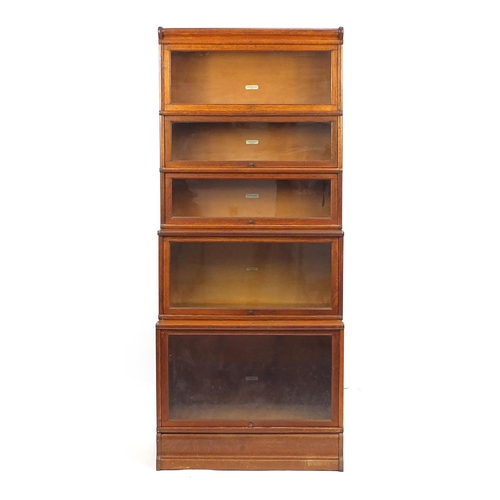 2011 - Globe Wernicke oak five section bookcase, 205cm H x 87cm W x 48cm D