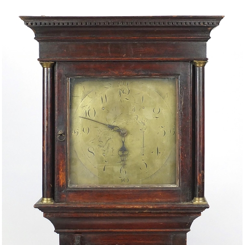 2039 - Georgian mahogany Longcase clock, the brass dial engraved Chichester Wrapson, 203c high