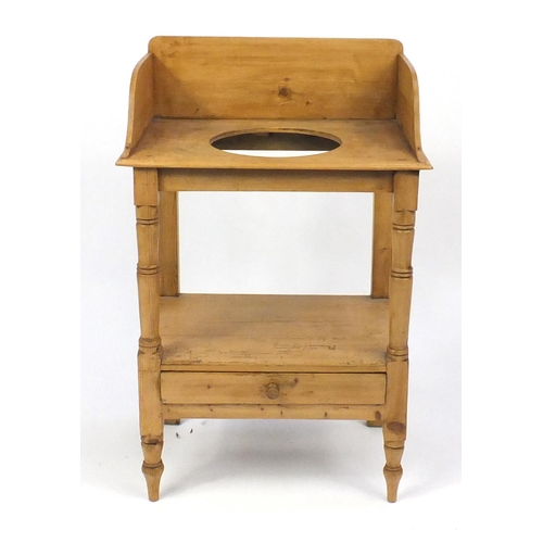 111A - Victorian pine wash stand with a base drawer, 92cm H 60cm W x 39cm D