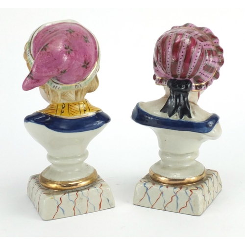 185 - Pair of Staffordshire style busts of young children, 22cm high