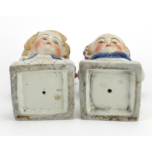 185 - Pair of Staffordshire style busts of young children, 22cm high