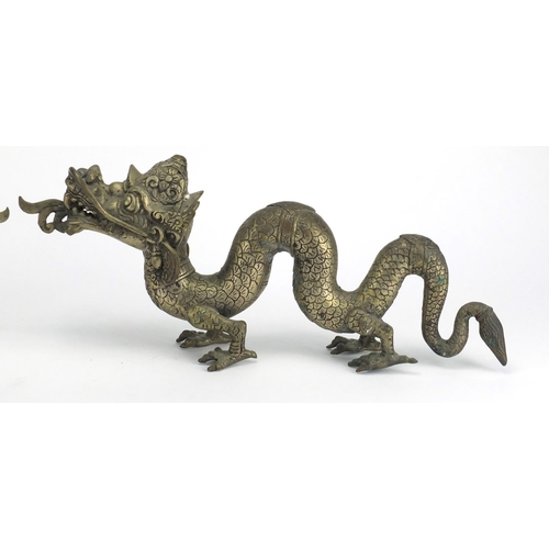 231 - Pair of cast metal dragons, 40cm in length