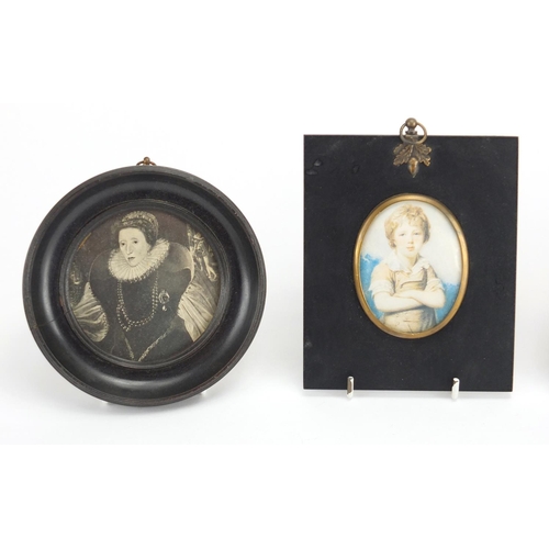 547 - Four portrait miniatures including one of a young child