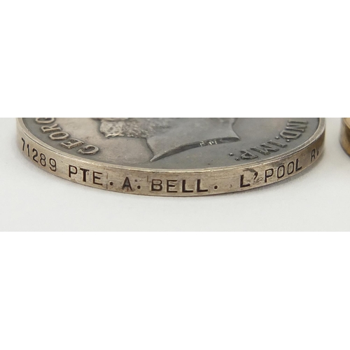 264 - British Military World War I pair awarded to 71289PTE.A.BELL.L'POOLR.